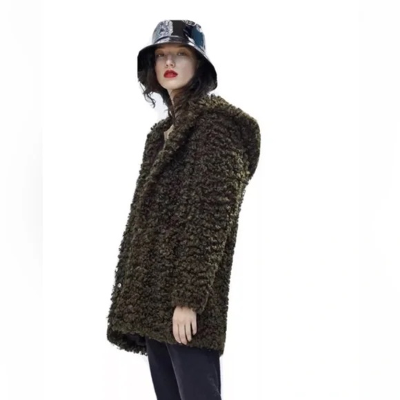 Zara Winter Hood Faux Fur Coat EC XS - Picture 5 of 10